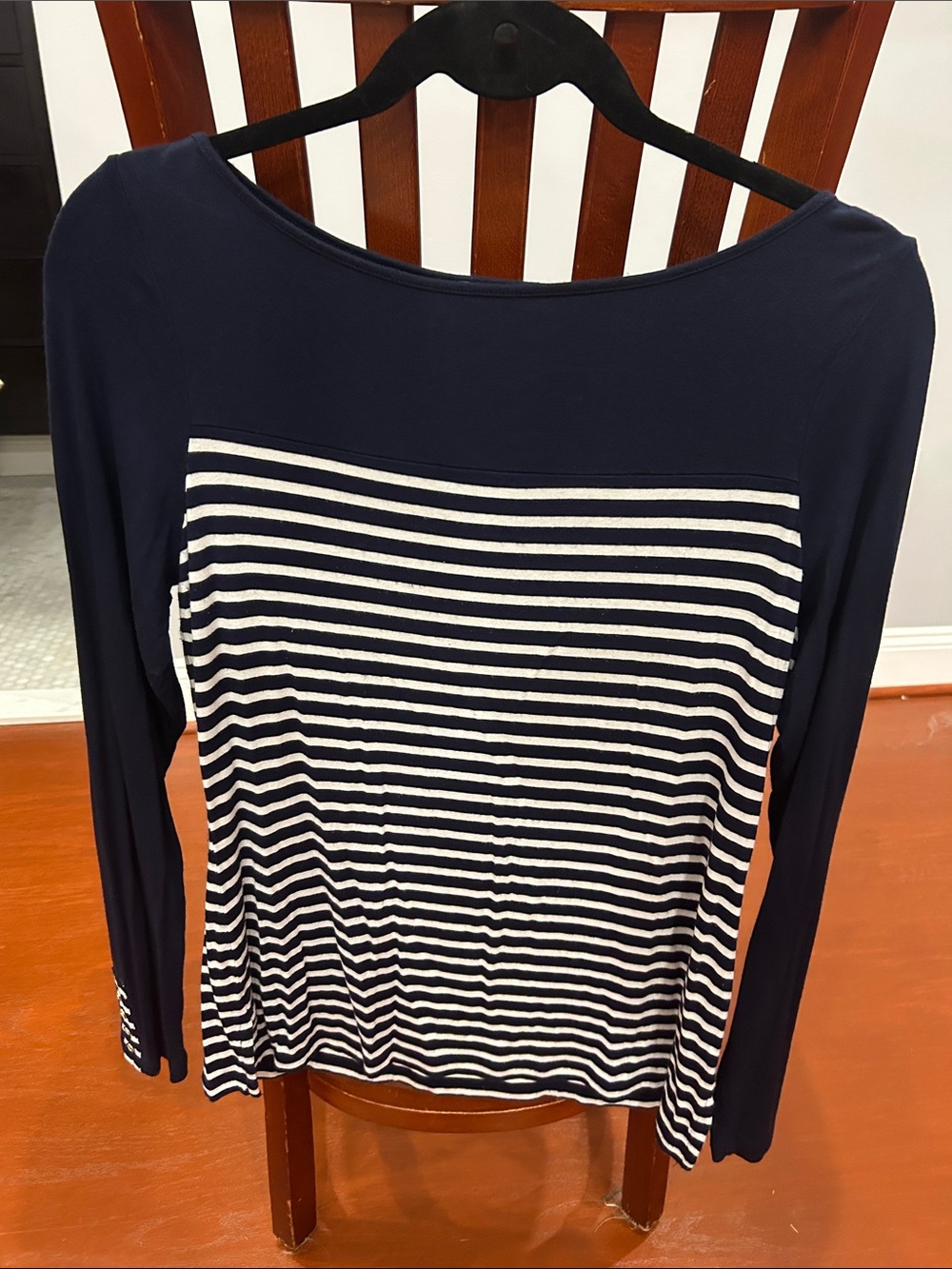 The Limited Navy and White Striped Long-Sleeve Top